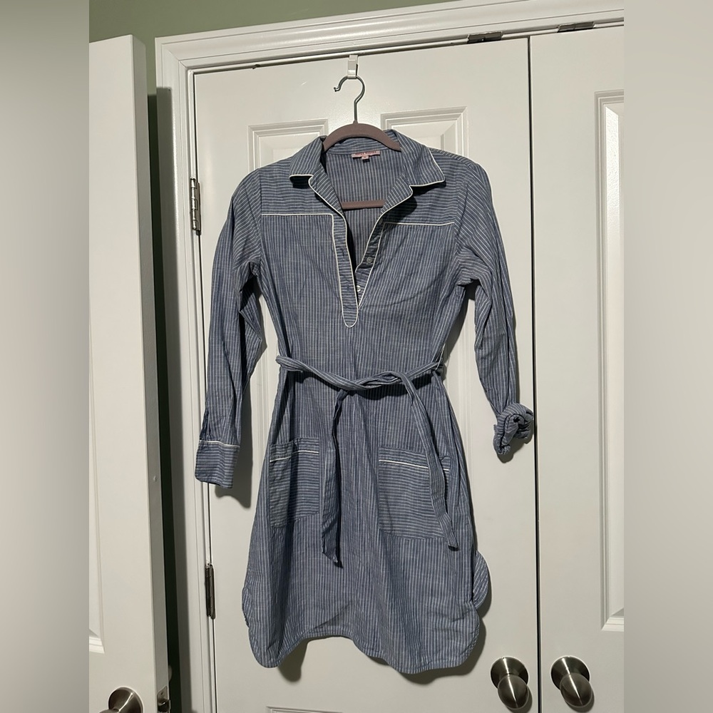 Kayce Hughes Blue and White Pinstripe Dress Size 0